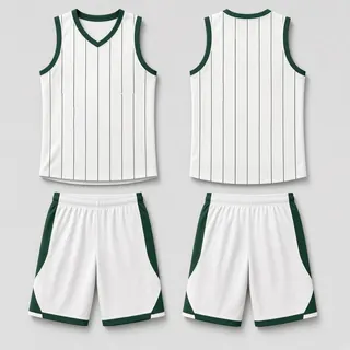 白绿竖条纹复古篮球服