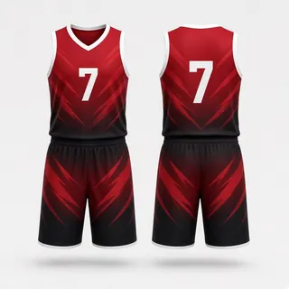 红黑渐变速干篮球服